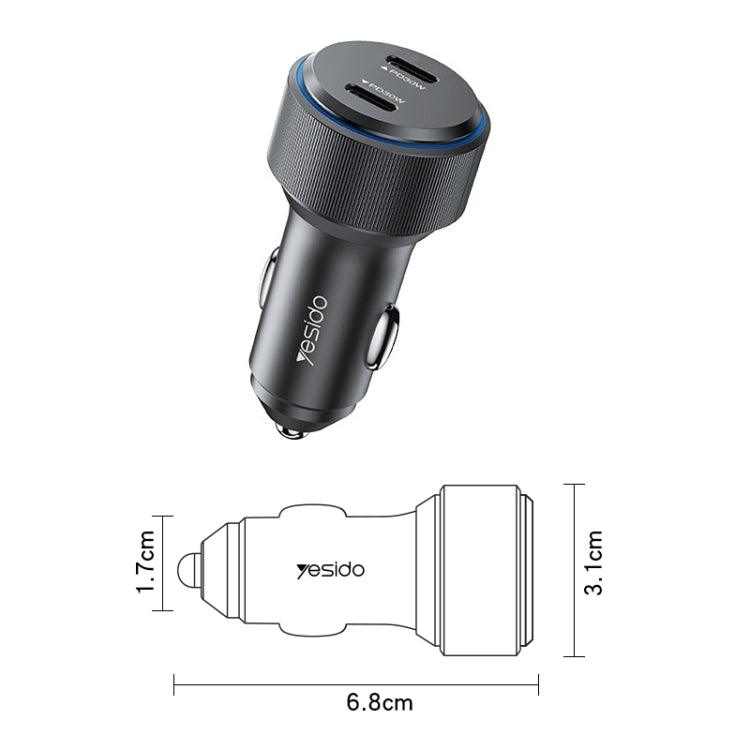 YESIDO Y48 60W HighPower Fast Charging Car Dual USB-C Charger - Miles Telecom Trading LLC YESIDO Y48 60W HighPower Fast Charging Car Dual USB-C Charger - Miles Telecom Trading LLC